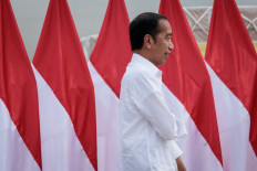 President Joko “Jokowi“ Widodo attends the departure ceremony of the National Disaster Mitigation Agency's (BNPB) mission to deliver humanitarian aid, 60 tonnes of medical and hygiene supplies on two planes, to Egypt for Palestinian refugees and Sudan at the Halim Perdanakusuma Air Force Base in Jakarta on April 3, 2024.