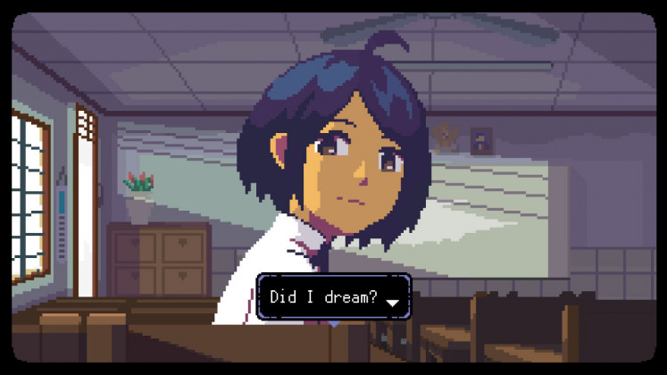 The deuteragonist of the game, Raya, in a cutscene, highlighting the charming pixel-art aesthetic of A Space for The Unbound
(Courtesy of Mojiken Studios and Toge Productions)
