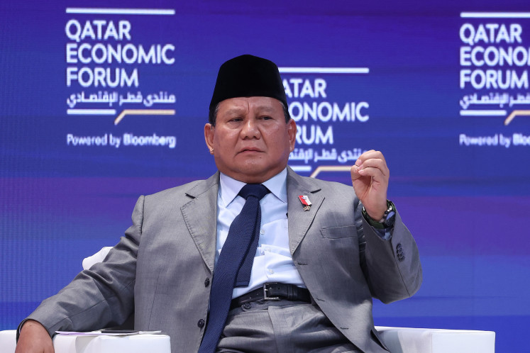 Defense Minister and president-elect Prabowo Subianto gestures on May 15, 2024, during a session at the Qatar Economic Forum in Doha. Prabowo is still more focused on how to honor his campaign promises than on the formation of a cabinet, according to an aide.