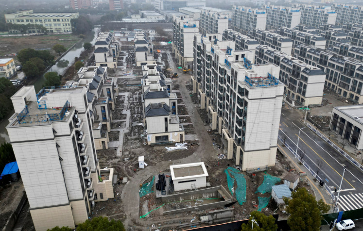 A drone view of an under-construction residential development by Country Garden in Shanghai, China, on Feb. 29, 2024.