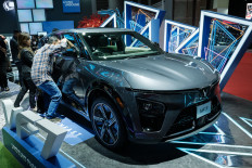 Vietnamese electric vehicle (EV) brand VinFast displays on February 24, 2024, the electric vehicle VF7 during the Indonesia International Motor Show (IIMS) at the Jakarta International Expo in Jakarta.

