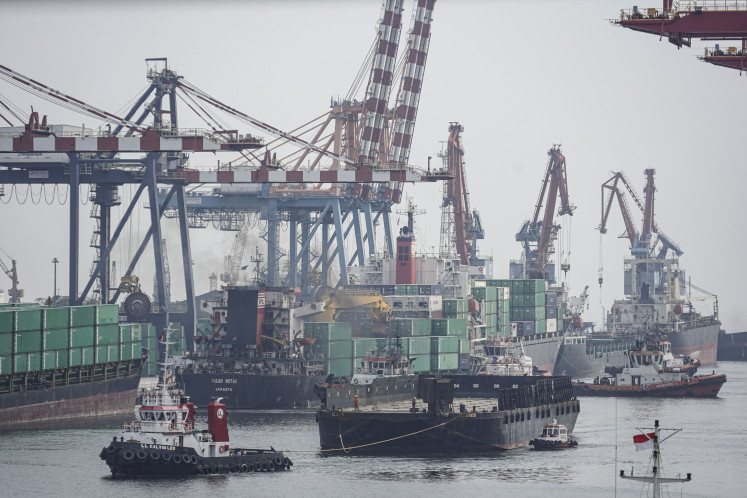 Shipping activities are pictured at Jakarta’s Tanjung Priok seaport on May 20, 2024.