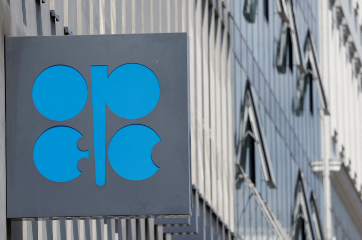 The logo of the Organization of the Petroleum Exporting Countries (OPEC) is pictured outside the the organization's headquarters in Vienna on May 28 , 2024.