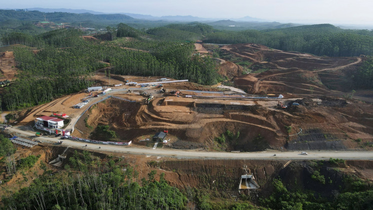 Construction work on Nusantara’s Core Government District (KIPP) in Sepaku, East Kalimantan, is pictured on March 8, 2023.