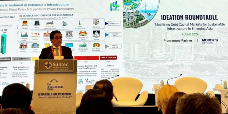 Indonesia Infrastructure Guarantee Fund (IIGF) CEO M. Wahid Sutopo delivers on June 4 a keynote speech on the challenges and opportunities of infrastructure development in the ASEAN region at the Asia Infrastructure Forum 2024 in Singapore.