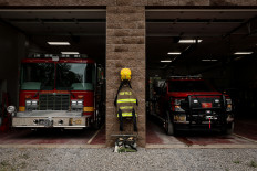 A memorial for volunteer firefighter Corey Comperatore, an attendee killed during gunfire at a campaign rally of Republican presidential candidate and former US President Donald Trump, is displayed at the Buffalo Township Fire Company 27 in Buffalo Township, Pennsylvania, US July 14, 2024. 