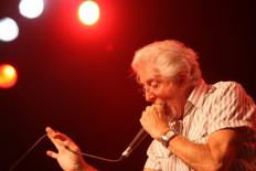 British singer John Mayall performs on the stage of the Nice's Jazz Festival on July 25, 2008 in Nice, southeastern France.  