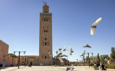 The Koutoubia mosque is seen on Feb. 24, 202,  in the Moroccan city of Marrakesh. 