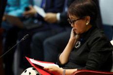Foreign Minister Retno Marsudi attends a retreat session at the 57th ASEAN Foreign Ministers' Meeting (AMM) at the National Convention Center in Vientiane on July 25, 2024.