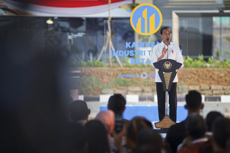 President Joko “Jokowi“ Widodo delivers a speech during the inauguration ceremony of the Batang integrated industrial park in Central Java on July 26, 2024.