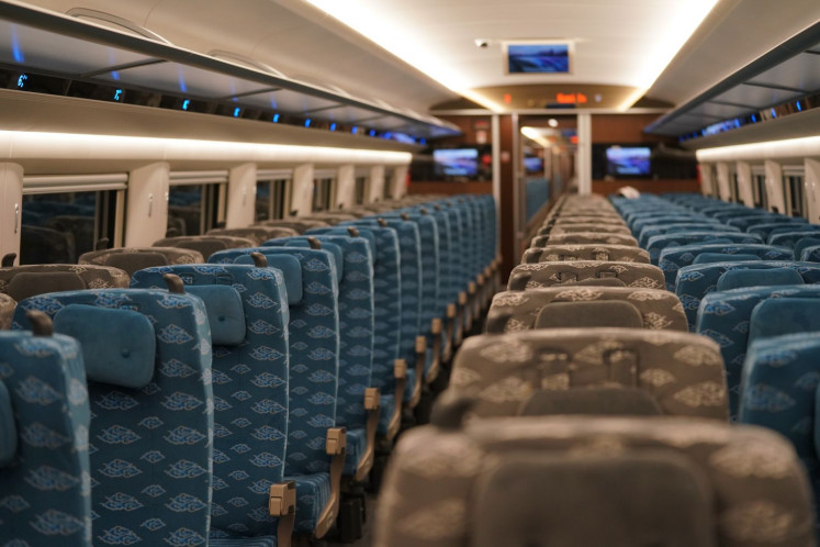 An undated photograph shows the interior of a Whoosh train.