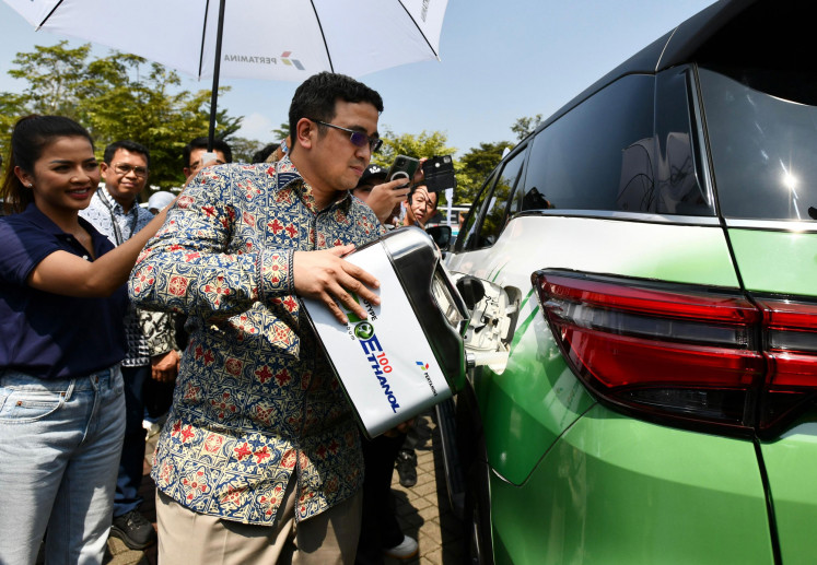 Pertamina Technology and Innovation Senior Vice President Oki Muraza is seen on July 24, 2024, at the Pertamina and Toyota Sorghum Bioethanol Prime Filling event held at the Indonesia Convention Exhibition in Tangerang City, Banten.