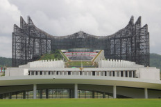 The under-construction presidential palace is pictured in Nusantara, East Kalimantan, on Aug. 10, 2024.