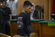 Ex-convict of the 2016-Cirebon double murder case Saka Tatal undergoes a judicial review trial on July 24, 2024, at the Cirebon District Court in West Java.
