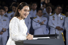 Thai Prime Minister Paetongtarn Shinawatra, known by her nickname “Ung Ing“ and daughter of former prime minister Thaksin Shinawatra, speaks during a press conference after the royal endorsement ceremony appointing her as the new prime minister of Thailand, in Bangkok on Aug. 18, 2024.
