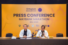 (Left-right) In between sessions of the press conference, Steffano Ridwan, President Director of Maybank Indonesia, and Widya Permana, Project Director of Maybank Marathon, shared the latest updates on the Maybank Marathon 2024 at the Bali United Training Center in Bali. This year's event features milestones with the theme 'Discover a New You', a new location, and enhanced sustainability initiatives in line with the strategic steps of the Maybank Group.