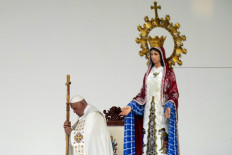 Pope Francis attends the holy mass at the Gelora Bung Karno Stadium in Jakarta on September 5, 2024. 