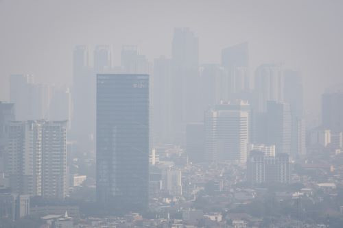 Smoky city: Smog from air pollution blankets Jakarta on Aug. 22, 2023. Poor air quality is among the chief problems facing city dwellers in Jakarta.