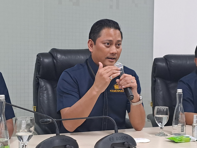 Deputy finance minister Thomas Djiwandono speaks before the press in the ministry's Jakarta headquarter on Sep. 11, 2024.