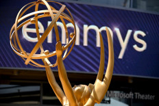 An Emmy statue is seen ahead of the 74th Emmy Awards at the Microsoft Theater in Los Angeles, California, on Sept. 12, 2022.