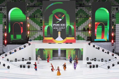 Dancers perform on stage during the closing ceremony of the 2024 National Games (PON) at the North Sumatra Main Stadium in Deli Serdang, North Sumatra, on Sept. 20, 2024. 