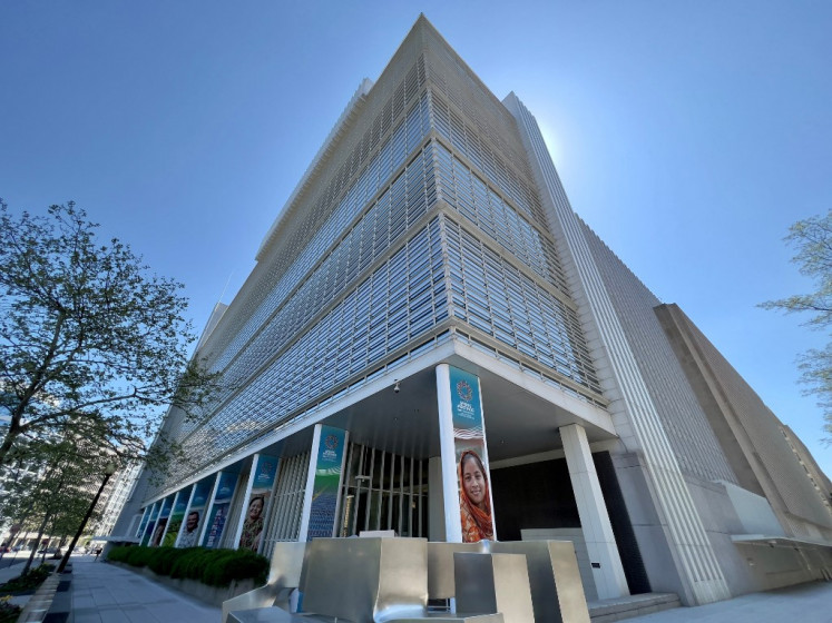 The World Bank Group headquarters building in Washington, DC, on April 9, 2023.
