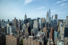 The skyline of midtown Manhattan is seen from the United Nations headquarters on Sept. 16, 2024 in New York City, United States.