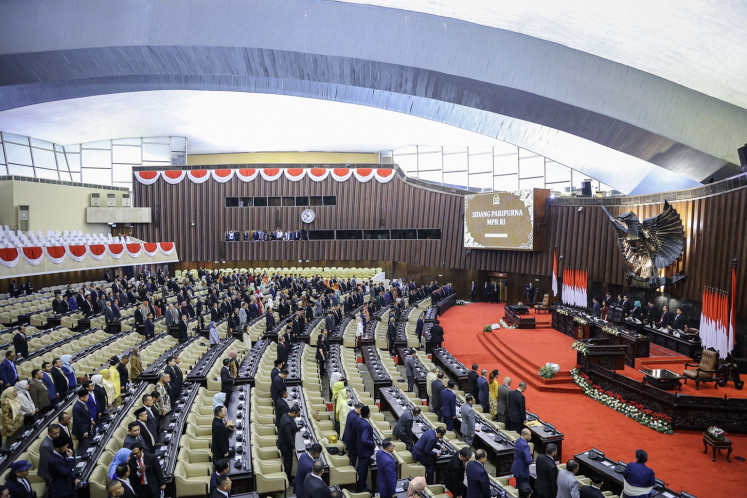Lawmakers attend a People's Consultative Assembly (MPR) plenary session on Oct. 2, 2024, at the Senayan legislative complex in Jakarta.