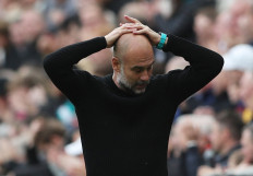 Manchester City manager Pep Guardiola reacts during a Premier League match against Newcastle United at St. James' Park in Newcastle, the United Kingdom on Sept. 28, 2024. The match ended in a 1-1 draw.