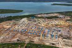 Houses for residents affected by the Rempang Eco City National Strategic Project are seen under construction on Oct. 2, 2024, in Tanjung Banun village, Rempang Island, Batam, Riau Islands. The Batam Business Agency (BP) said that as many as three of the 189 families who were relocated agreed to move to new housing. 