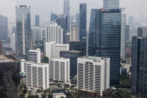 Economic hub: Office towers housing banks and corporations are seen on Dec. 12, 2023, at the Sudirman Central Business District in Jakarta.