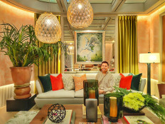 Fresh: Interior designer Agam Riadi sits in the middle of the living room that he designed for "The Colors of Indonesia" exhibition held at Senayan City in Central Jakarta, on Sept. 12. Large windows and potted plants provided ample fresh air.
