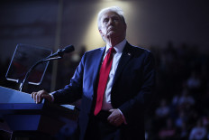 Then United States Republican presidential nominee and former president Donald Trump attends a campaign rally, in Salem, Virginia, U.S. Nov. 2, 2024. 