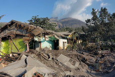 The Emaus I dormitory is seen on Nov. 4, 2024, destroyed by the eruption of Mount Lewotobi Laki-laki in Klatanlo village, Wulanggitang district, East Flores regency, East Nusa Tenggara. 