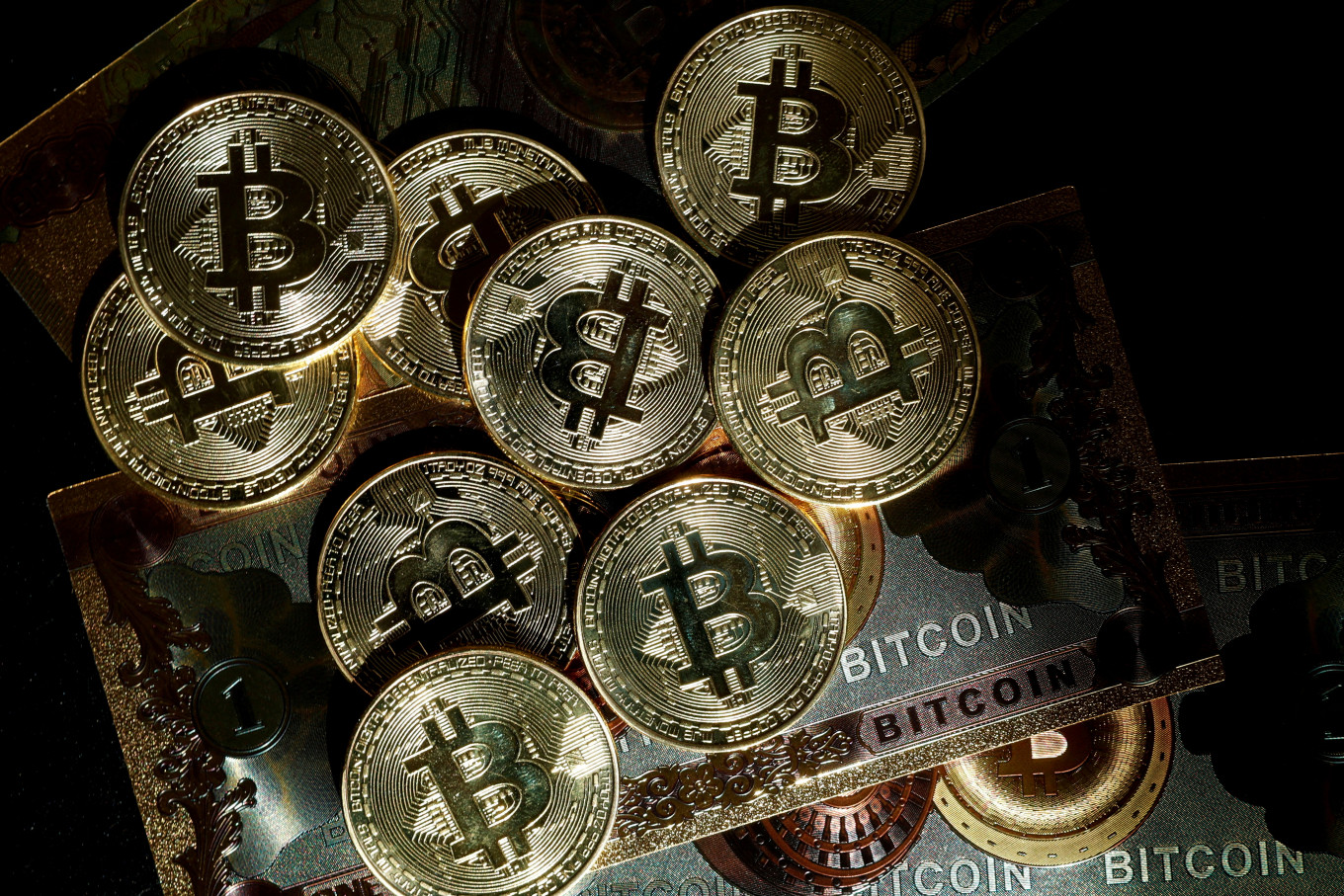 Representations of bitcoin are seen in this illustration picture taken in Paris, France, on March 9, 2024. 