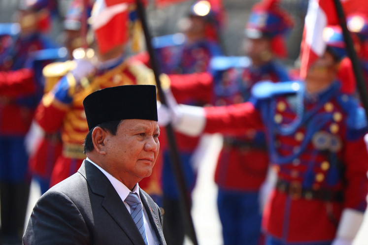 Indonesian President Prabowo Subianto arrives at the government palace to meet with Peru's President Dina Boluarte, on the sidelines of the Asia-Pacific Economic Cooperation (APEC) summit, in Lima, Peru November 14, 2024. 