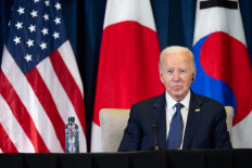 United States President Joe Biden participates in a trilateral meeting with Japanese Prime Minister Shigeru Ishiba and South Korean President Yoon Suk Yeol on the sideline of the Asia-Pacific Economic Cooperation (APEC) summit in Lima, Peru on Nov. 15, 2024.