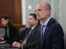 Commissioner of Federal Communications Commission Brendan Carr testifies during an oversight hearing to examine the Federal Communications Commission on June 24, 2020, in Washington. US President-elect Donald Trump, in a statement released on November 17, 2024, has nominated Carr for Chairman of the Federal Communications Commission (FCC).