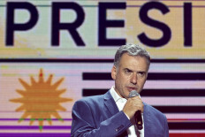 Uruguay's President-elect, Yamandu Orsi, of the Frente Amplio coalition, delivers his victory speech after the presidential runoff election in Montevideo on November 24, 2024. 