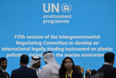 Kicking off: Guests gather prior to the opening of the fifth session of United Nations Intergovernmental Negotiating Committee on Plastic Pollution (INC-5) in Busan, South Korea, on Nov. 25.