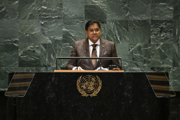 President of Suriname Chan Santokhi speaks during the 79th Session of the United Nations General Assembly at the United Nations headquarters in New York City on September 25, 2024. 