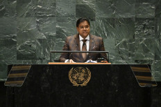 President of Suriname Chan Santokhi speaks during the 79th Session of the United Nations General Assembly at the United Nations headquarters in New York City on September 25, 2024. 