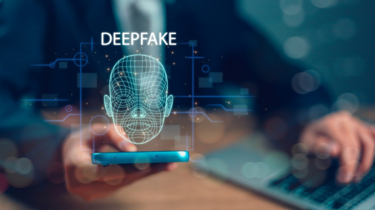 Stock illustration of deepfake technology