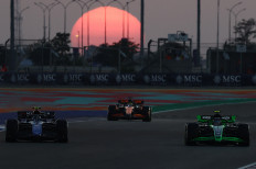 (From right to left) Sauber's Zhou Guanyu, McLaren's Oscar Piastri and Williams' Franco Colapinto races during the practice session of Formula One Qatar Grand Prix's practice session at the Lusail International Circuit in Lusail, Qatar on Nov. 29, 2024.