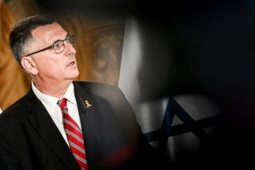 Israel's Foreign Minister Gideon Saar and his Czech counterpart (not in picture) give a joint press conference on November 28, 2024, in Prague, Czech Republic. 