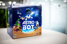 A paper box for the game “Astro Bot“ was photographed during a media event by the Team Asobi studio at the offices of Sony Interactive Entertainment in Tokyo on Aug. 29, 2024. Team Asobi spent three years on Astro Bot, a 3D platform game featuring the new adventures of a little robot.