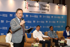 Ronald Ho, regional director for Southeast Asia and South Asia at the Hong Kong Trade Development Council (HKTDC), announces details of the Think Business, Think Hong Kong (TBTHK) mega-promotion campaign at a press conference in Jakarta on Friday. The TBTHK symposium is scheduled to take place in Jakarta on Jan. 8, 2025. (Courtesy of HKTDC)
