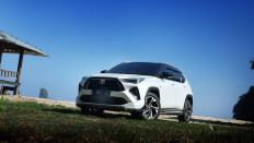 The All New Yaris Cross HEV, a hybrid car from Japanese manufacturer Toyota, is seen in an undated photo.
