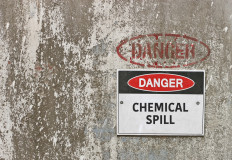 An illustration of a warning sign on chemical spill.