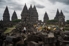 Tourists visit Prambanan Temple on Jan. 2, 2025, in Sleman, Yogyakarta.